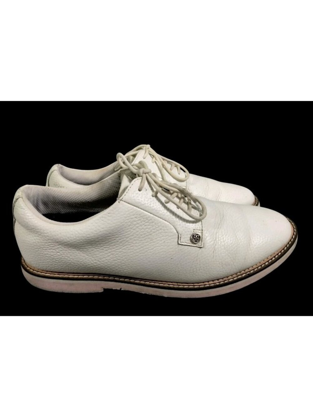 G Fore Men's 11 Gallavanter Spikeless Golf Shoes White Pebbled Leather